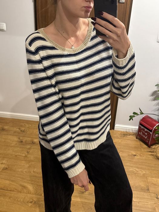 Luźny sweterek w paski H&M M