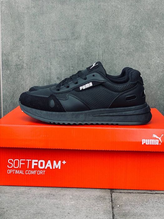 Черные женские кросовки / Puma SoftFoam / летние продуваемые кроссовки пума / мягкая подошвча / практичные на каждыйдень