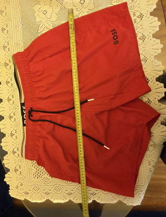 Czerwone Kąpielówki Szorty BOSS Podwójny Pas Logo XL