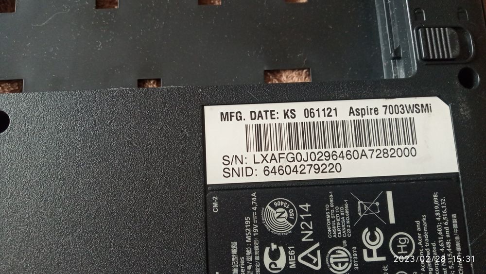 Acer Aspire 7003wsmi поддон