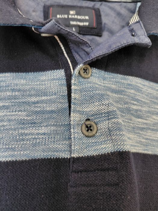 Bawełniana koszulka polo Blue Harbour M&S r. M pasy