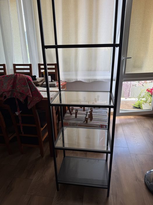 IKEA VITTSJÖ Regał, czarnobrąz/szkło, 51x175 cm