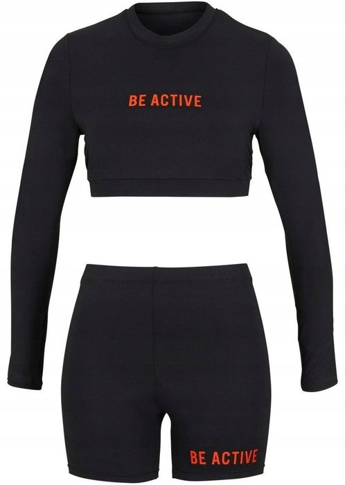 B.P.C bikini czarne szybkoschnące długi rękaw i krótki legginsy szorty