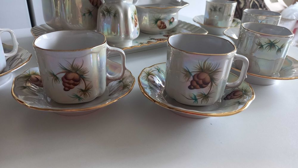 КФЗ сервіз кавовий ШИШКА Коростенський фарфор 16 пр. 6 персон позолота