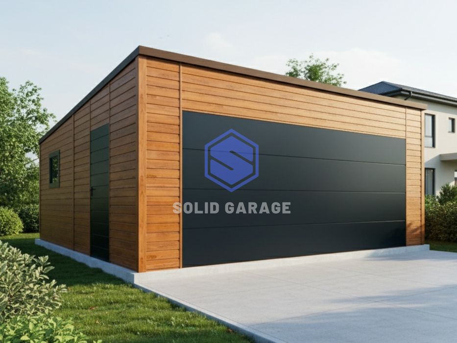 Garaż schowek na budowe blaszany garaz 6x5m brama segmentowa automat