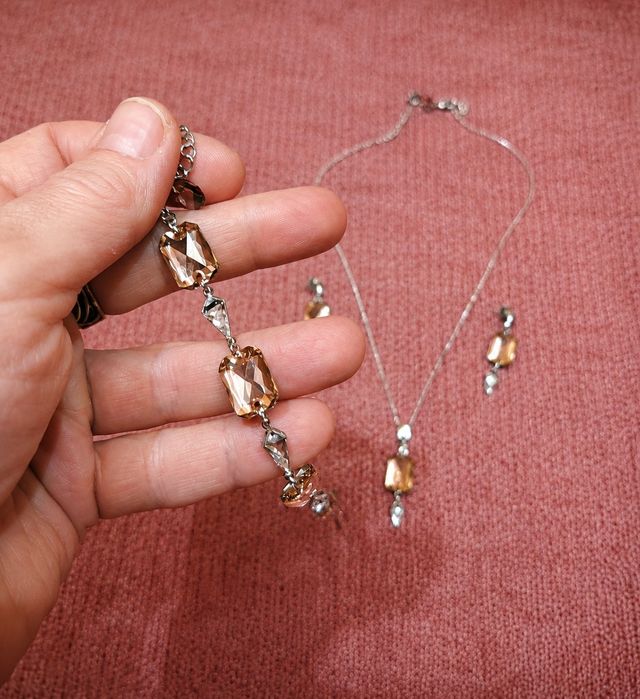 Kolczyki bransoletka naszyjnik Spark Nellie Vintage Rose Swarovski