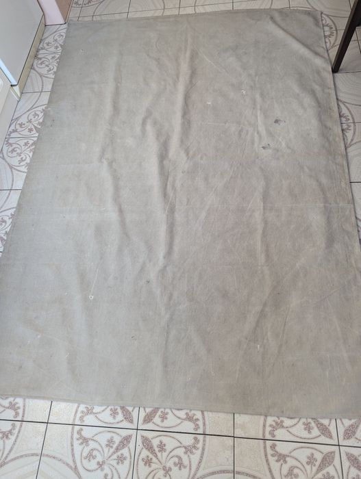 Szare tkane płótno z PRL z lat 60-ych