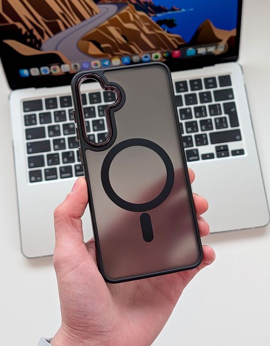 Чохол Space Matte Case with MagSafe для Samsung Galaxy S24/S25 | Чохол-накладка з Магсейф на Самсунг С24/С25 | Протиударний бампер Samsung S24/S25
