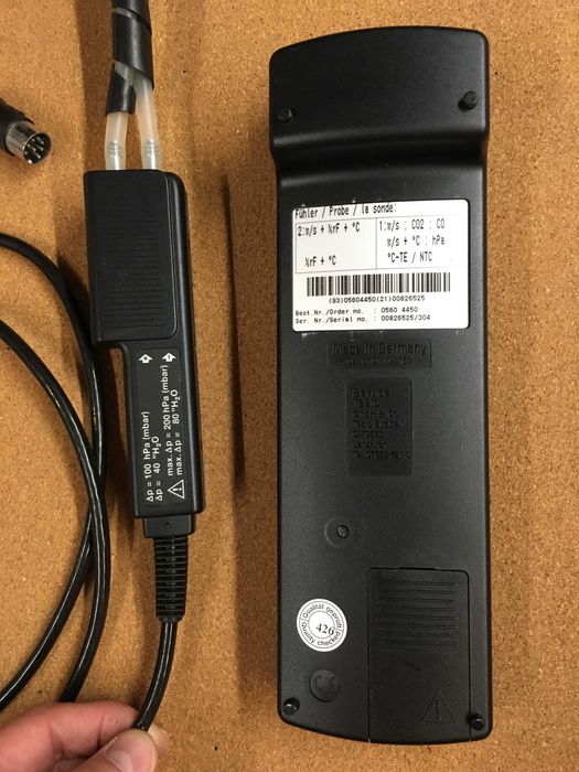 Testo 445 climate measuring instrument (tubo de Pitot - Velocidade)