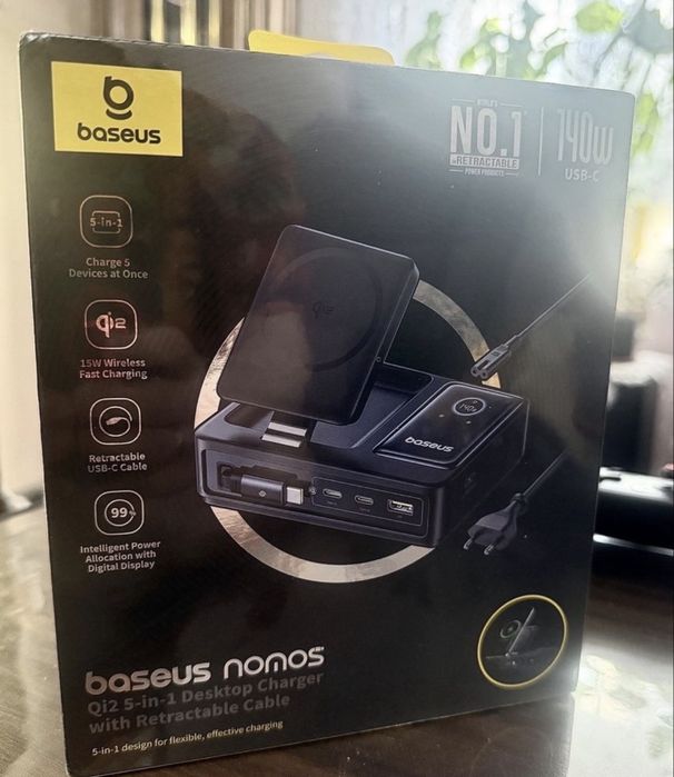 Baseus Nomos 140w, Super Gun 100w - Хаб, Док станція 5 в 1, Бездротова зарядка