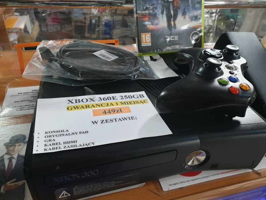 XBOX 360E 250GB stan dobry, sprawdzony + gra_ SKLEP STRUMIEŃ