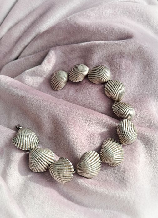 Bransoletka  srebrna muszelki Warmet  Resovia 925 PRL