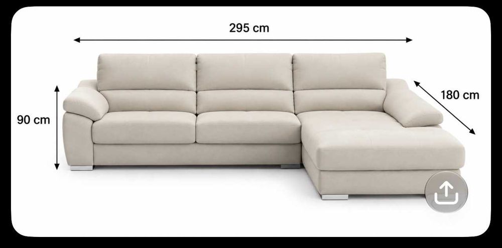 Sofá de Canto Bege com Chaise Longue - Bom Estado