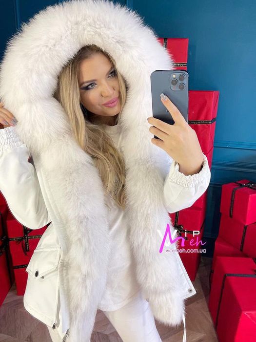 Nowa biała parka z futra