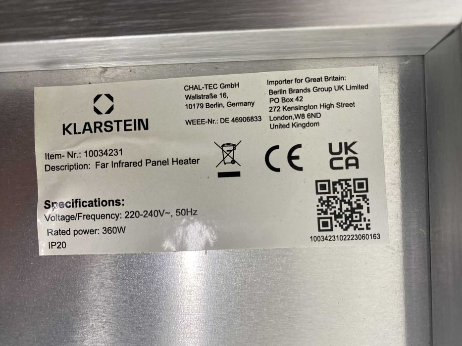 ІнфрачервониЙ обігрівач Klarstein Wonderwall Air 36 Німеччина.Новий.