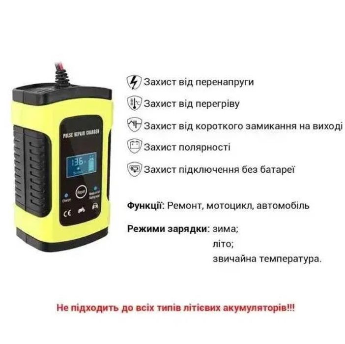 Зарядное устройство автомобильное/зарядка для аккумулятора авто /мото