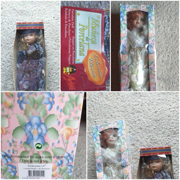 2 Bonecas de porcelana novas com caixa