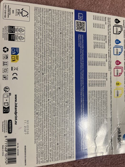 Komplet tuszy kolorowych do Epson Eco Tank 101 102 103 104