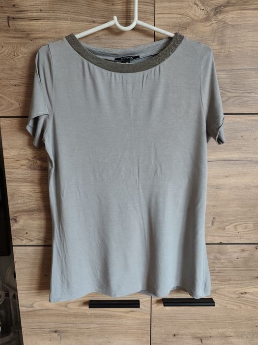 Comma 40 bluzka krótki rękaw koszulka t-shirt szara