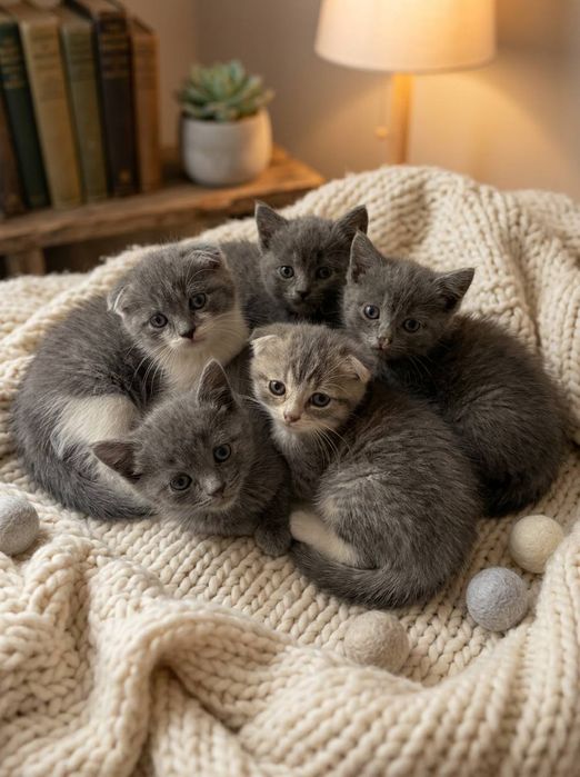Вислоухие и прямоухие котята Скоттиш фолд и Скоттиш страйт, котёнок