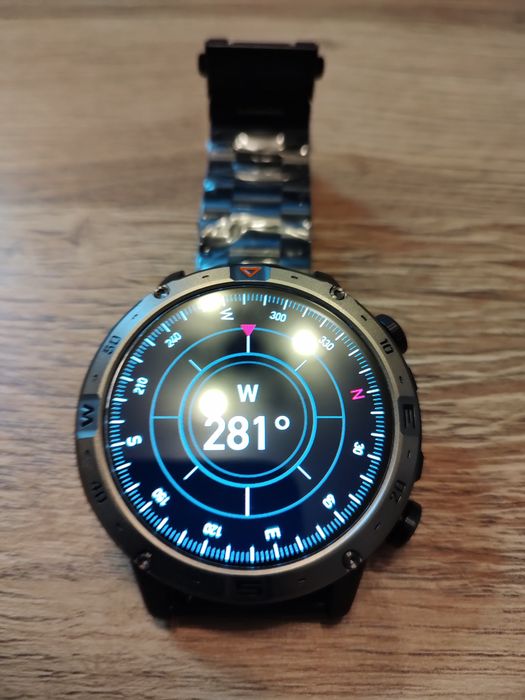 Smartwatch 1000mah, czarny+kompas, ciśnienie krwi, puls, natlenienie+bransoleta