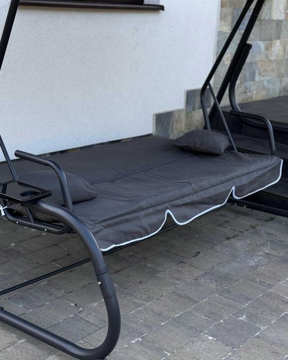 Садова гойдалка розкладна 3-х місна до 270кг Качеля з нахилом дашка