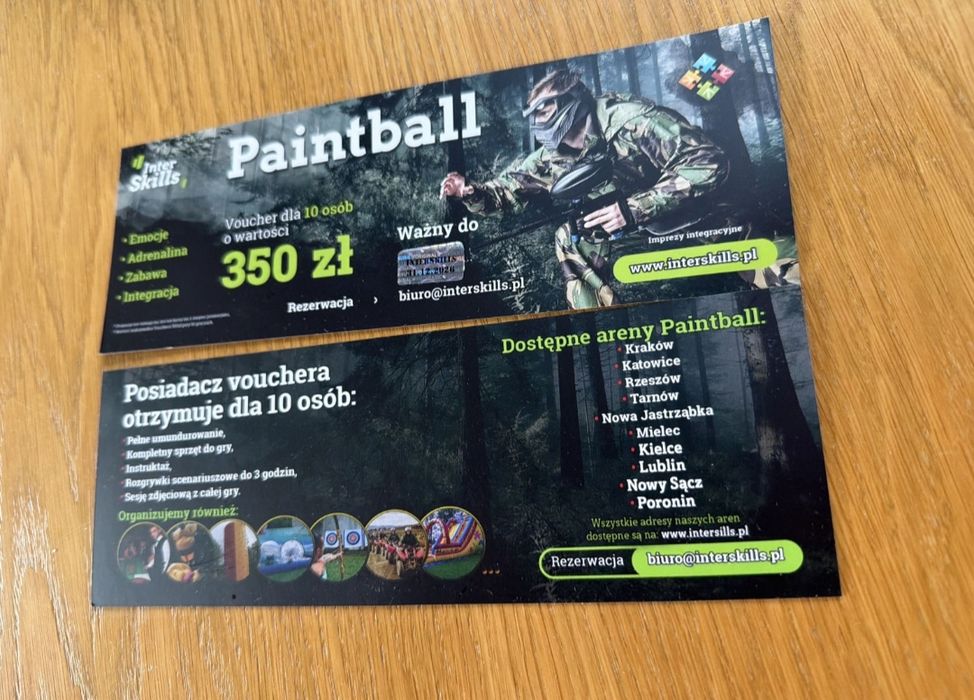 Voucher paintball 350zl tanio