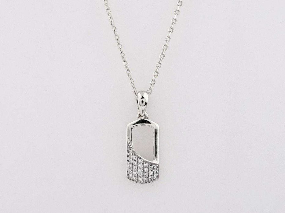 Colar com pingente - 14 K Ouro branco - 0.06ct. Diamante (Natural)