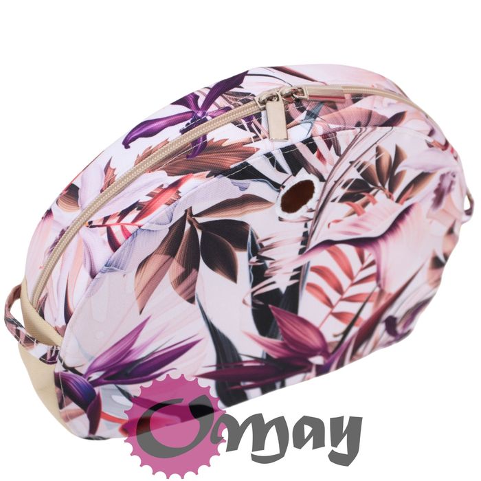 Beżowy organizer do OBAG MOON LIGHT kwiaty różowe 2 kieszenie OMAY