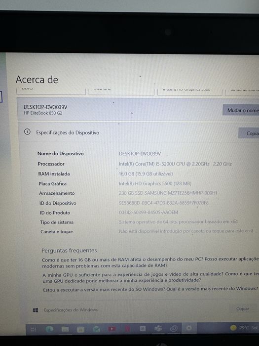 HP EliteBook 850 G2 | i5 | 16GB RAM | SSD 256GB