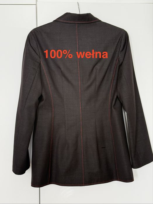 Marynarka nowa wełniana 100% Deni Cler 38 brązowa szara stalowa czekoladowa