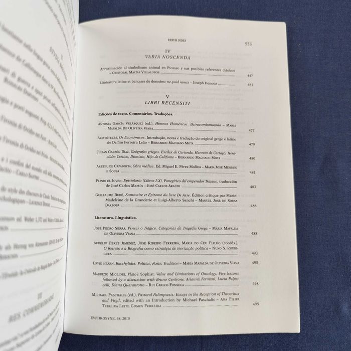 EUPHROSYNE - Revista de Filologia Clássica (volume XXXVIII)
