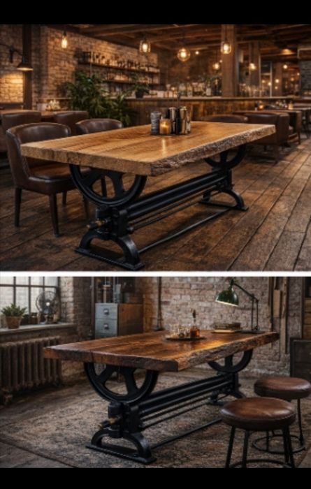 Stół industrialny LOFT- lite drewno zeliwo /stal