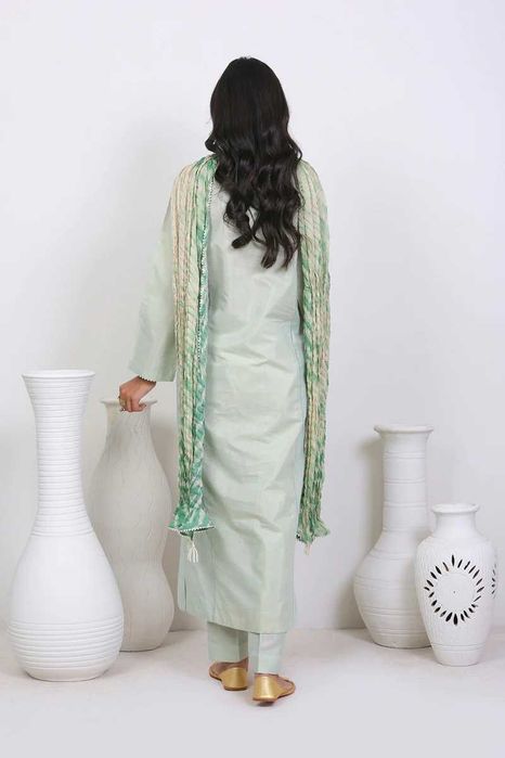 Indyjski komplet M 38 zielony złoty haftowany tunika kameez kurta boho