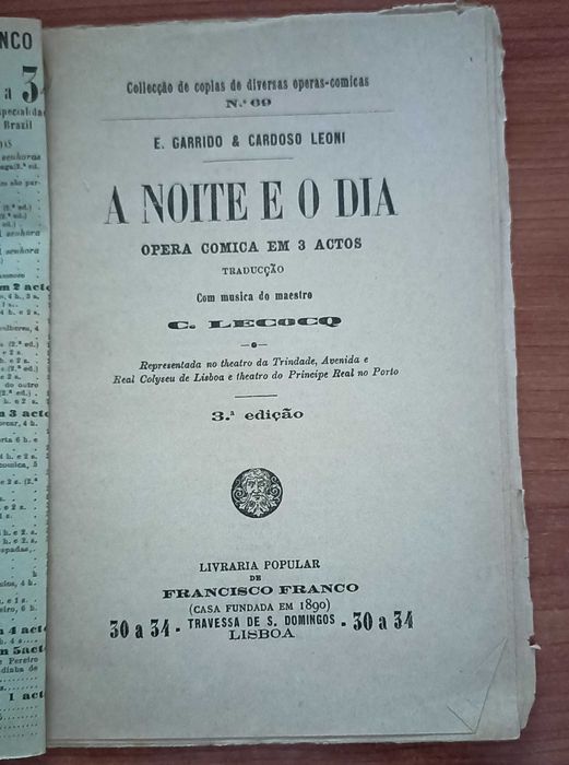 A Noite e o Dia: Opera Comica em 3 actos (3ª Edição)