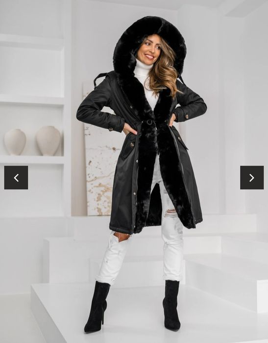 Czarna kurtka płaszcz parka XS 34