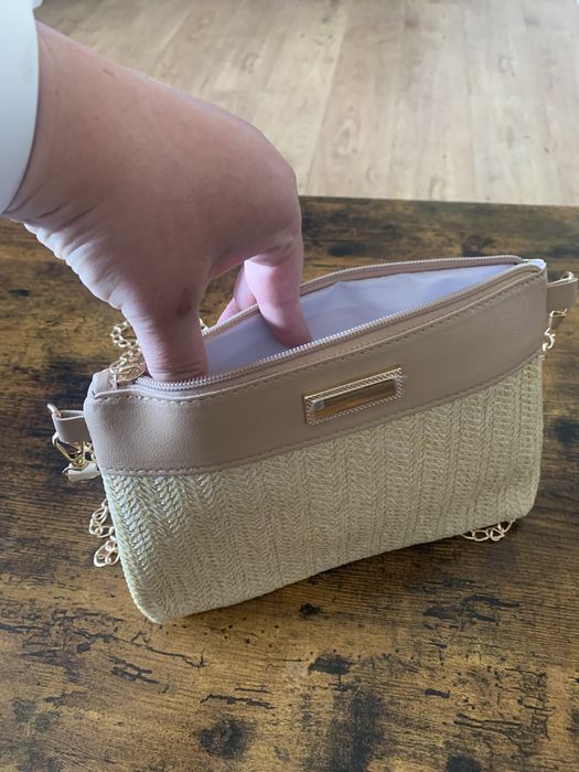 Torebka pleciona słomkowa słomiana letnia hit lata na zamek morela