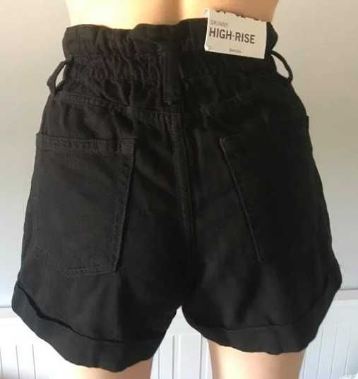 spodenki czarne talia wysoki stan