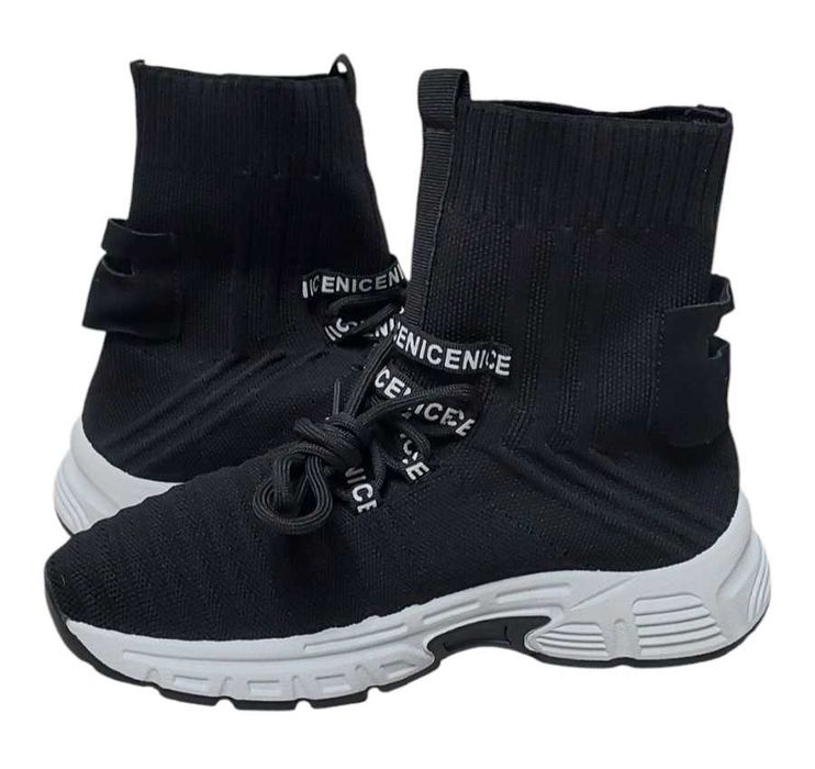 Czarne buty sportowe z wysoką cholewką, R. 38