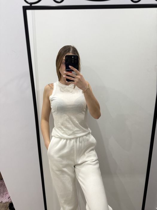 Bluzka podkoszulek biały prążek Asos