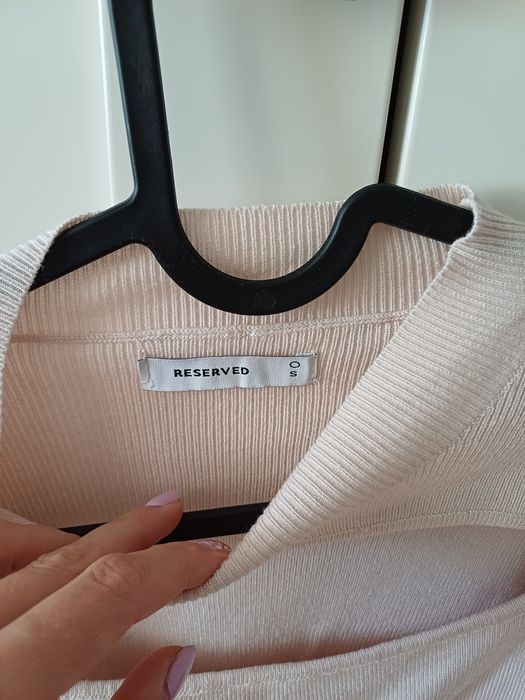 Sweterek sweter krótki top prążkowany beżowy morelowy