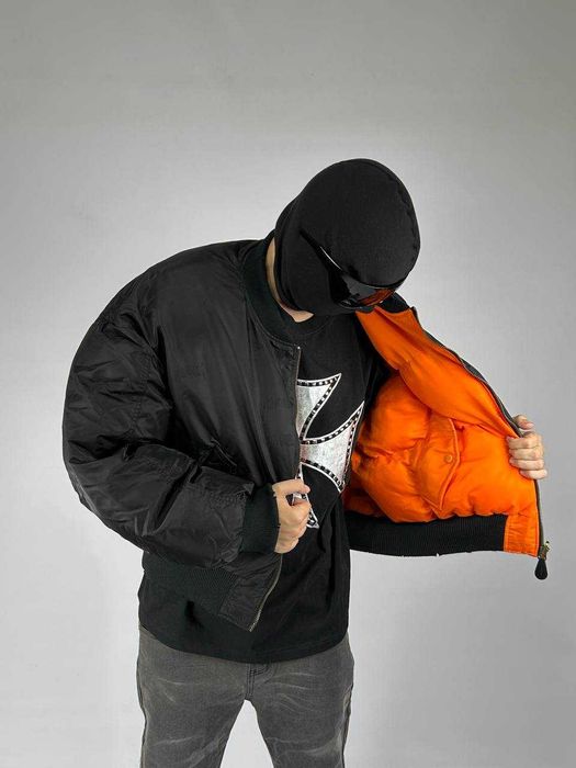 Project GR MA-1 бомбер черный двостороння куртка курточка чорний black