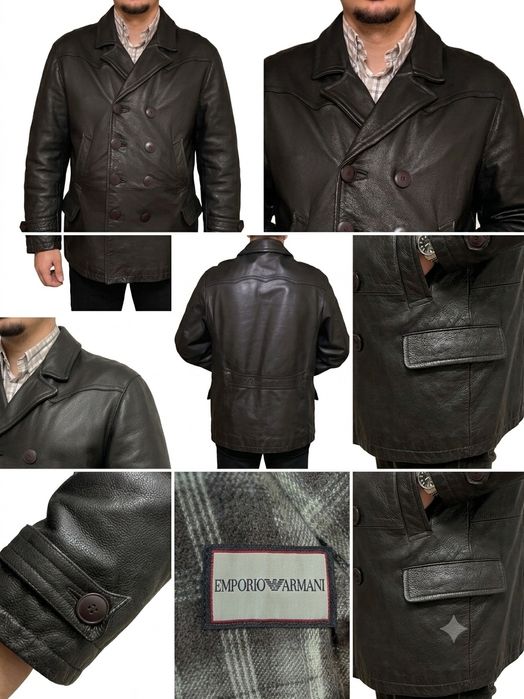 Вінтажна шкіряна куртка Emporio Armani 90s (Made in Italy) — 100% Теляча шкіра / Рідкість!