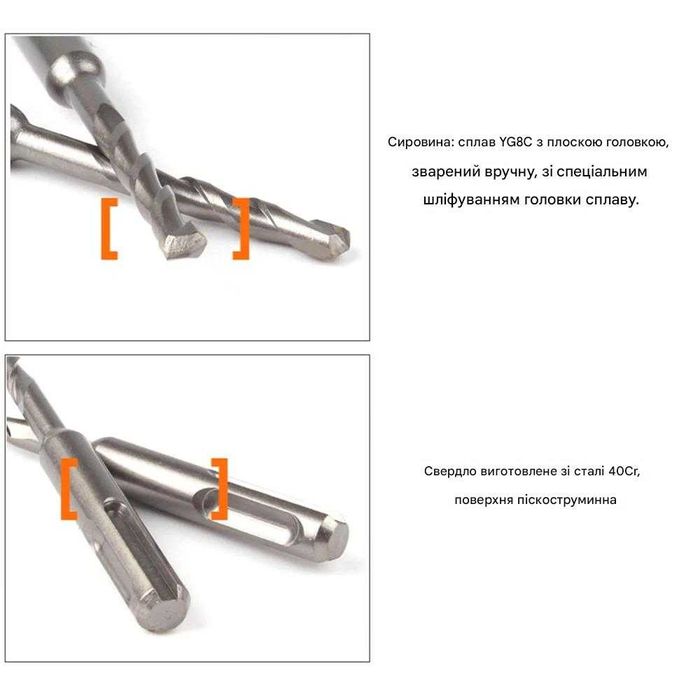 Набір Свердла SDS Plus 5–20 мм для бетону та цегли, довгі 11 шт + Кейс