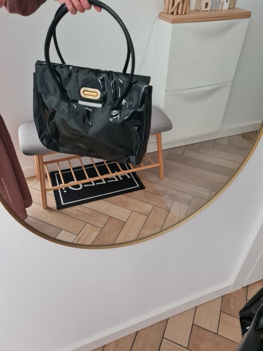 Oriflame lakierowana elegancka torba shopper czarna NOWA