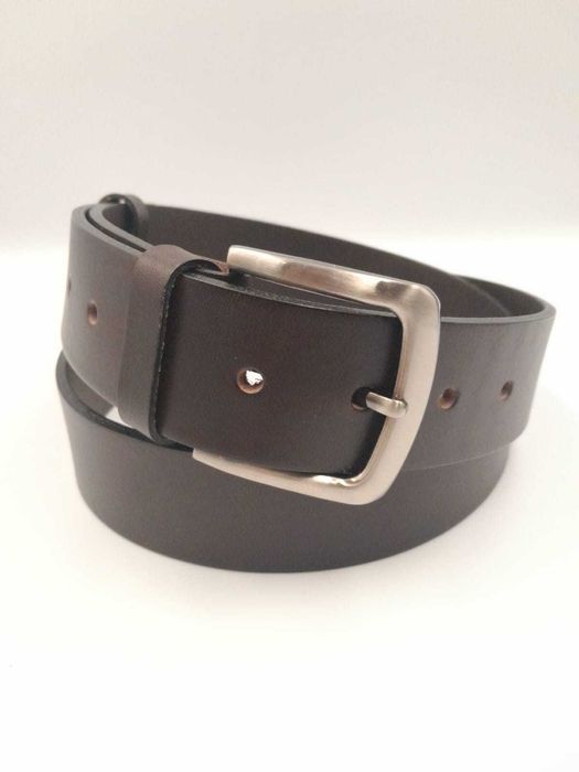 Pasek skórzany męski ciemny brąz szerokość 4cm