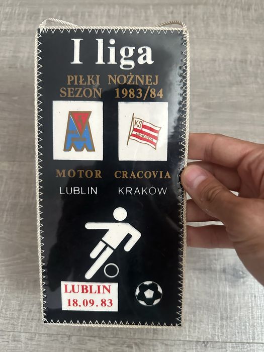 Cracovia Kraków - Motor Lublin - proporczyk meczowy prl 1983