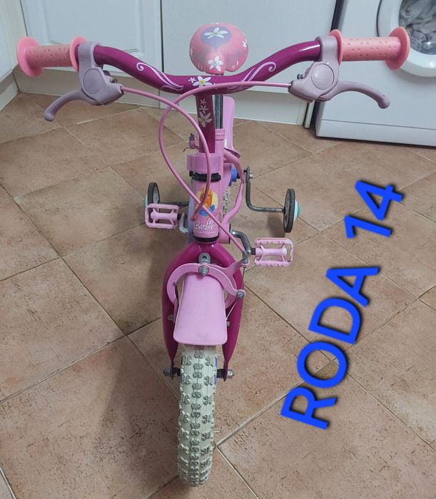BICICLETA CRIANÇA COMO NOVA,DA BARBIE, RODA 14. Casa,Exercitar,Passeio,Quarto.