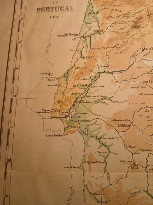 Mapa Portugal - Carte Hypsométrique du Portugal 1900