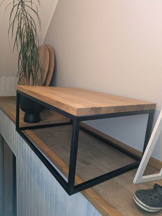 Stolik kawowy metalowy dębowy loft